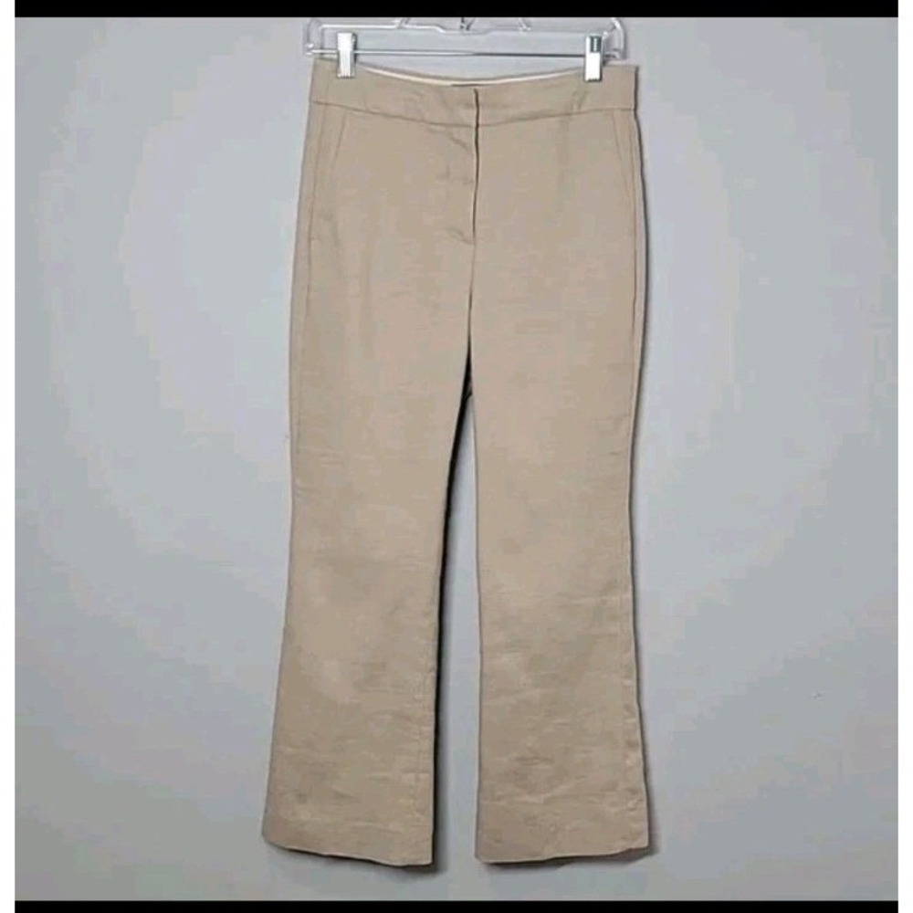 J Crew Hayden Crop Kick Out Beige Linen Lined Pants Size‎ 8 AV388 NWT